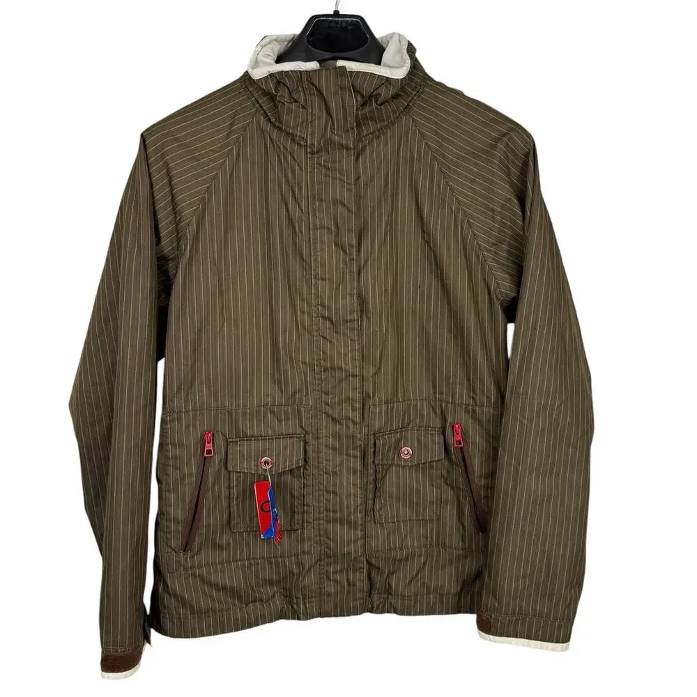 Foursquare Women XL Ski Coat Jacket Striped Brown 8K Convertible Hood Snowboard